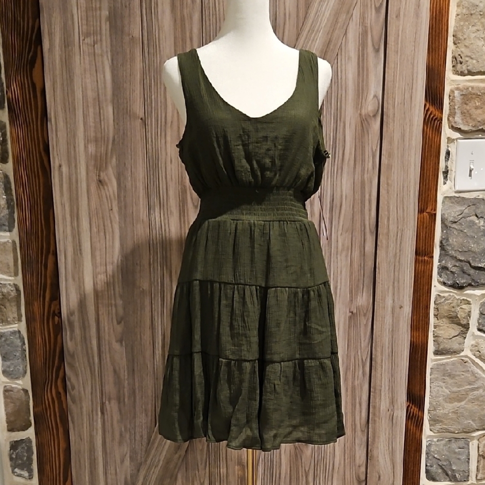 City Studio Green Pleated Sundress Mini